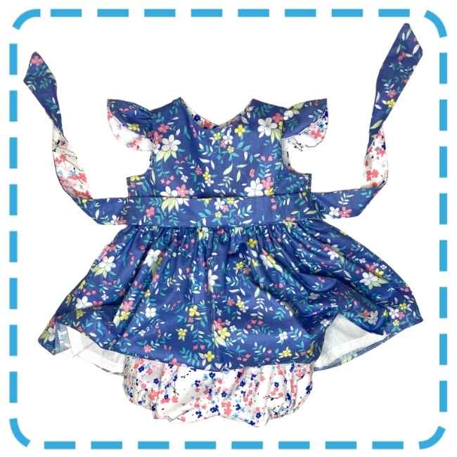 Ready to sew kit: 4 in 1 Twirl Dress (Amelia) - Denim Floral
