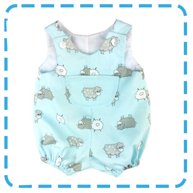 Little Bub Romper - Blue Sheepie - Bubs & Bobbins Ready to SEW Kits