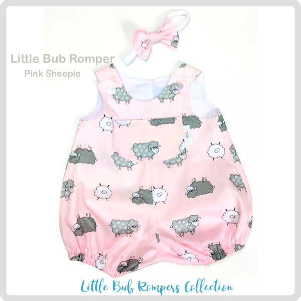 Ready to SEW Kit:  Little Bub Bow Band - Pink Sheepie and Pure White