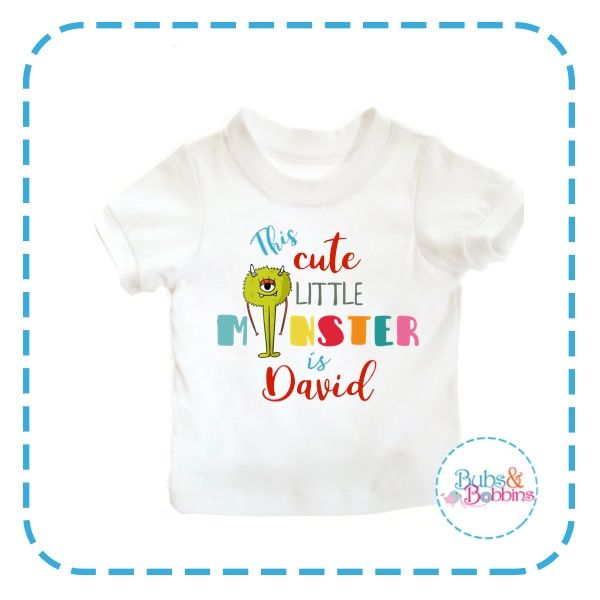 Little Bub Tee with I'm a cute little monster and personalised