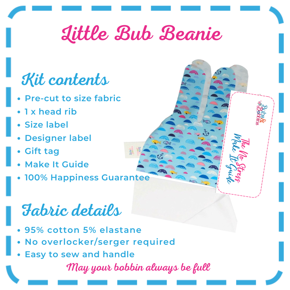 Little Bub Double Tie Beanie - Under the Blue Ocean Print