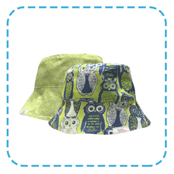 Ready to Sew Kit: Little Bub Sunhat Reversible - Country Green Owl