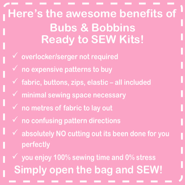 Ready to SEW Kit: Puff Tee, Bike Shorts + Bow Headband (3 pc Set) Seaside Bubs with Peachy Pink Trim