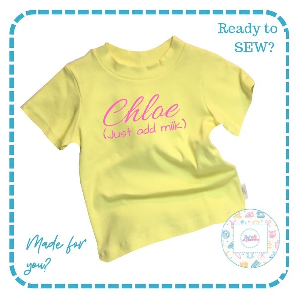 Ready to SEW Kit:  Little Bub Tee - Sherbet Lemon + Personalised Just Add Milk